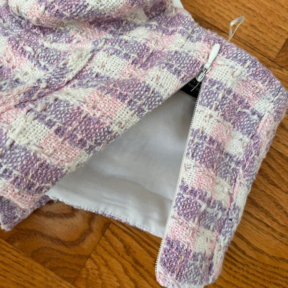 Zara Tweed Corset Crop Top Purple/Pink/White plaid pattern l Zip side and lined - Picture 8 of 10